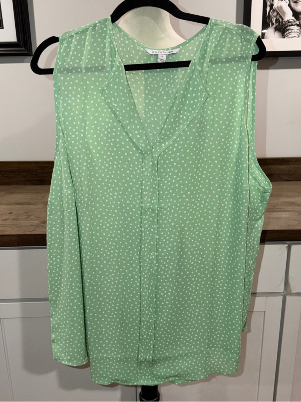41 HAWTHORN Bryse Pleat Detail Sleeveless Blouse polkadot size 3X